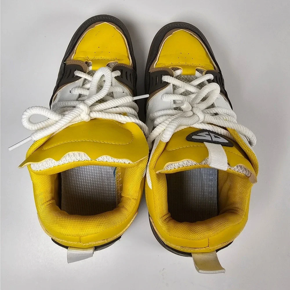 Yellow y2k Chunky Platform Sneakers Yellow Brown White Multi-Color Low Top Shoes